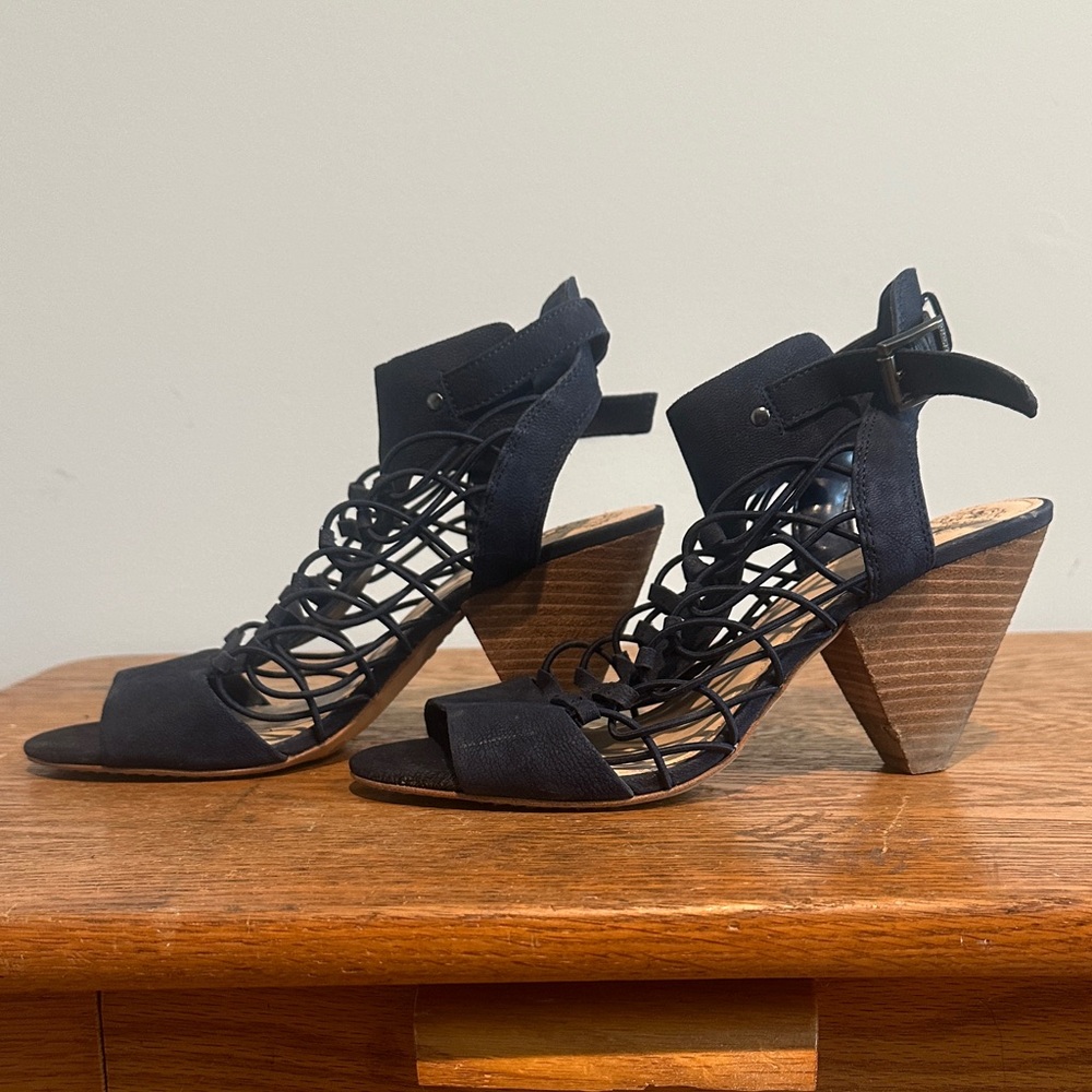 Vince Camuto Evel Navy Strappy Heels
